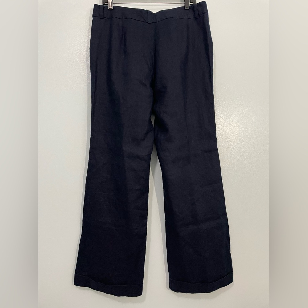 Chaps Navy Blue Linen Wide Leg Pants Size 14 - Picture 2 of 10